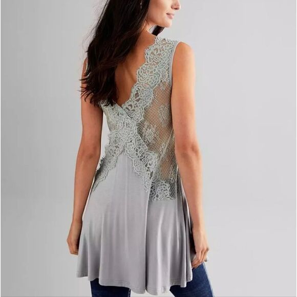 NWT Gimmicks Eyelash Lace Tank Top. Gray M#26 - Picture 11 of 16